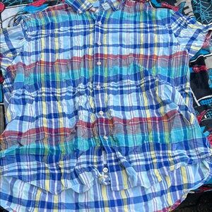 Crown & Ivy Blue and Red Casual Button Down Shirt size xl like new